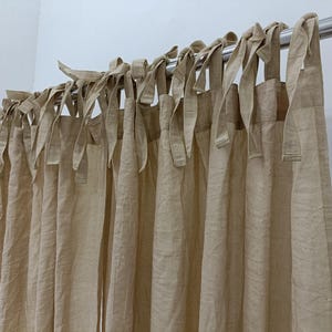 Natural Linen Curtains Panel. tie / rod pocket / back top Drapes curtains in many colors. Handmade curtains. window kitchen floor curtains.