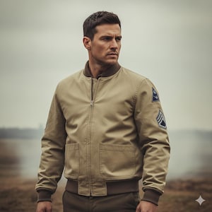 Chaqueta militar de tanquista para hombre de la Segunda Guerra Mundial: chaqueta bomber Wardaddy inspirada en Fury, uniforme del ejército estadounidense de la Segunda Guerra Mundial con parche militar.