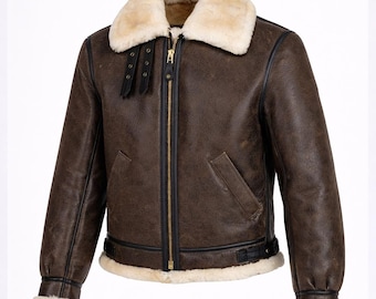 Leon S Kennedy fårskinnsjacka, Resident Evil 4 brun fårskinnsjacka, motorcykeljacka i äkta läder, Leon Kennedy cosplay-dräkt