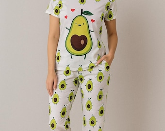 Avocado Pajama Set – Women's Cotton Blend Loungewear