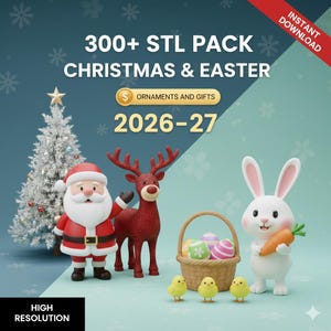 300+ Christmas & Easter STL Pack, Big Christmas 3D Model Pack, 3D Print Files, 3D Print Xmas Trees, Local Handmade Decorations, Ornaments