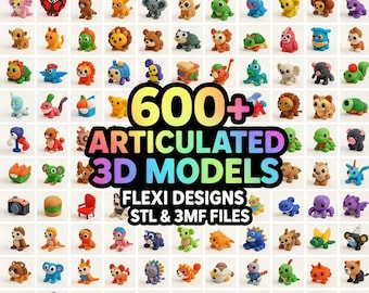 Paquete de más de 600 animales flexibles STL, Megapaquete STL articulado, archivos STL + 3MF para impresión 3D, acceso instantáneo de por vida
