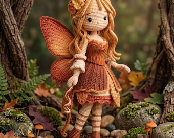 Patrón de muñeca de hada de ganchillo 2 en 1 Patrón de muñeca de hada de ganchillo amigurumi Mariposa Luna Peluche Patrón PDF Descarga digital