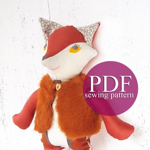 Fox sewing pattern PDF - Fox doll sewing tutorial- Stuffed toy Fox DIY tutorial - Fox rag doll sewing- Woodland nursery