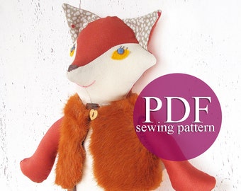 Fox sewing pattern PDF - Fox doll sewing tutorial- Stuffed toy Fox DIY tutorial - Fox rag doll sewing- Woodland nursery