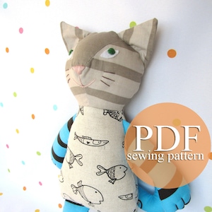 Patron de couture PDF pour poupée chat. Patron et tutoriel de couture pour chat en peluche. Fabriquez votre propre poupée chat. Peluche DIY pour chat
