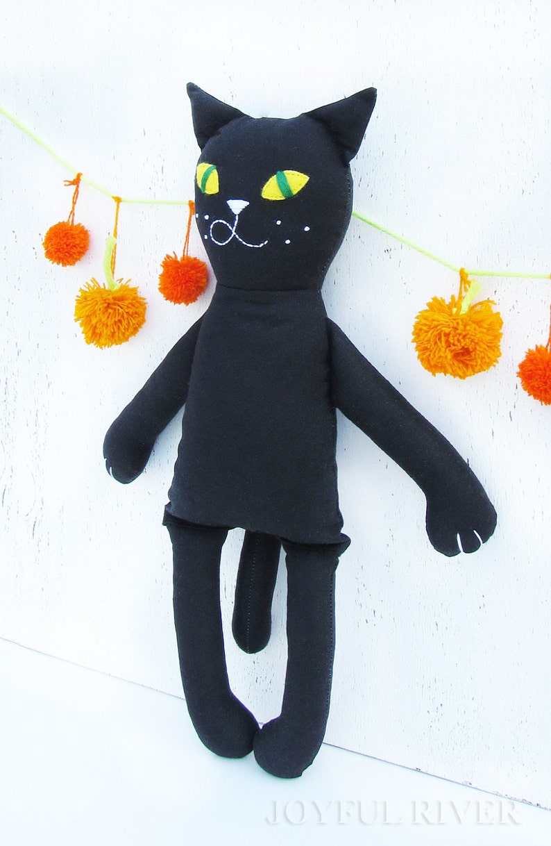 Black Cat Halloween toy Stuffed black cat doll Plush Etsy