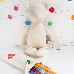 Color your own fox toy Stuffed fox toy Make your own plush fox Kids art project Birthday party art project image 2
