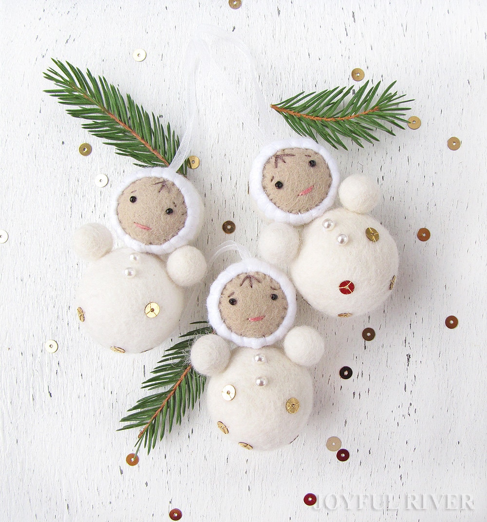 White and Golden Christmas Ornament. Modern Christmas. Retro Decor