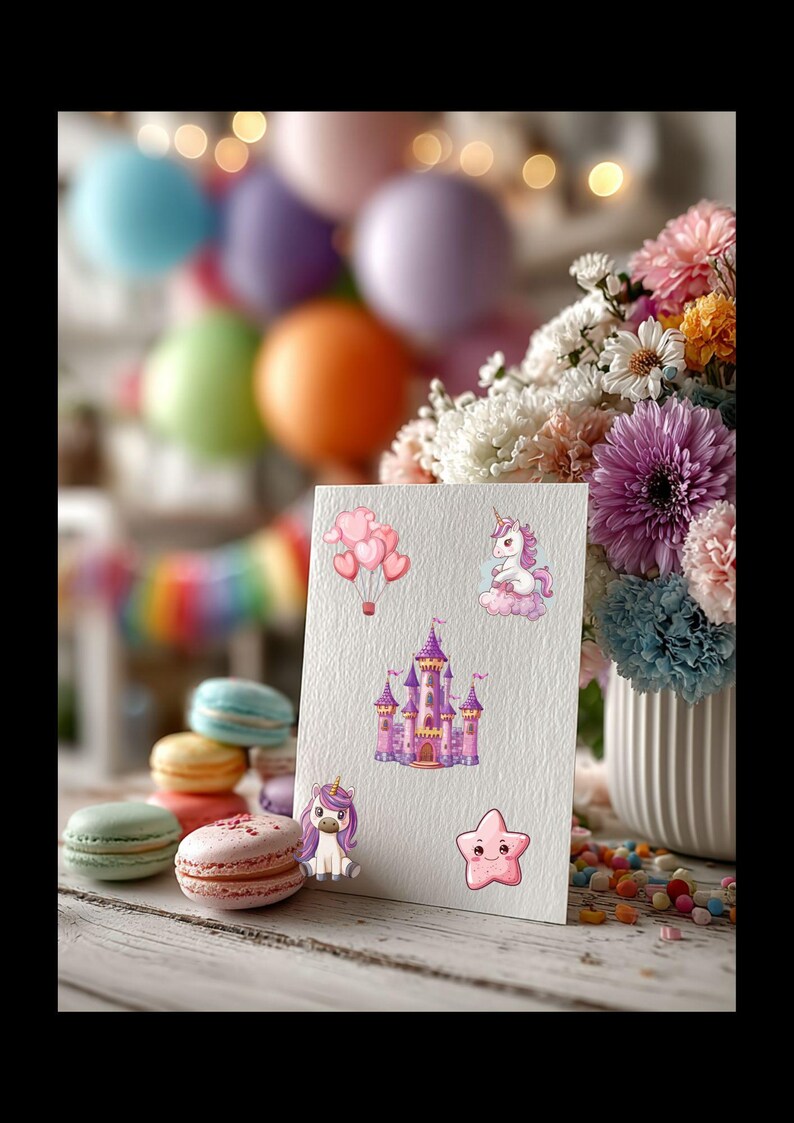 Pink & Purple Unicorn Clipart: Rainbow Castle PNG Set (digital Download ...