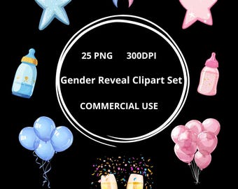 Gender Reveal Clipart Set – 25 PNG