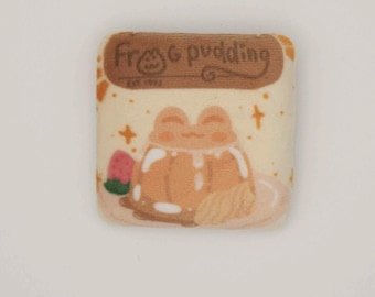 Frog Pudding Plush Button Pin