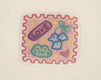 Iridescent Holo Vinyl Sticker: "LOVE" Stamp Design (2" Vinyl)