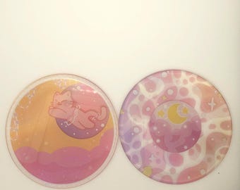 Rounded Acrylic Coasters with Holographic Film – 100mm Diameter