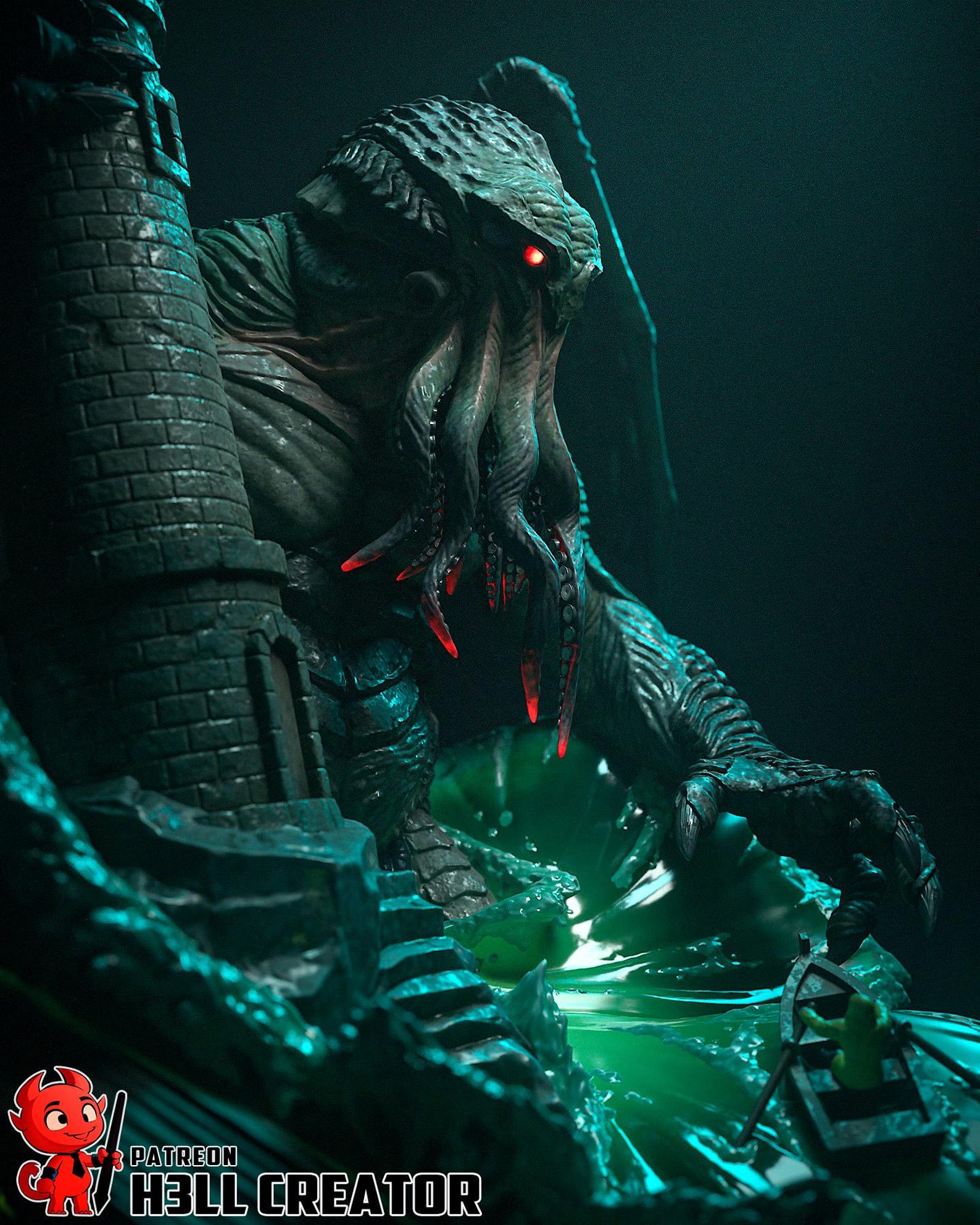Cthulhu [hand-painted Figure With Magnets], 230mm | 16K Resin 3D Print ...