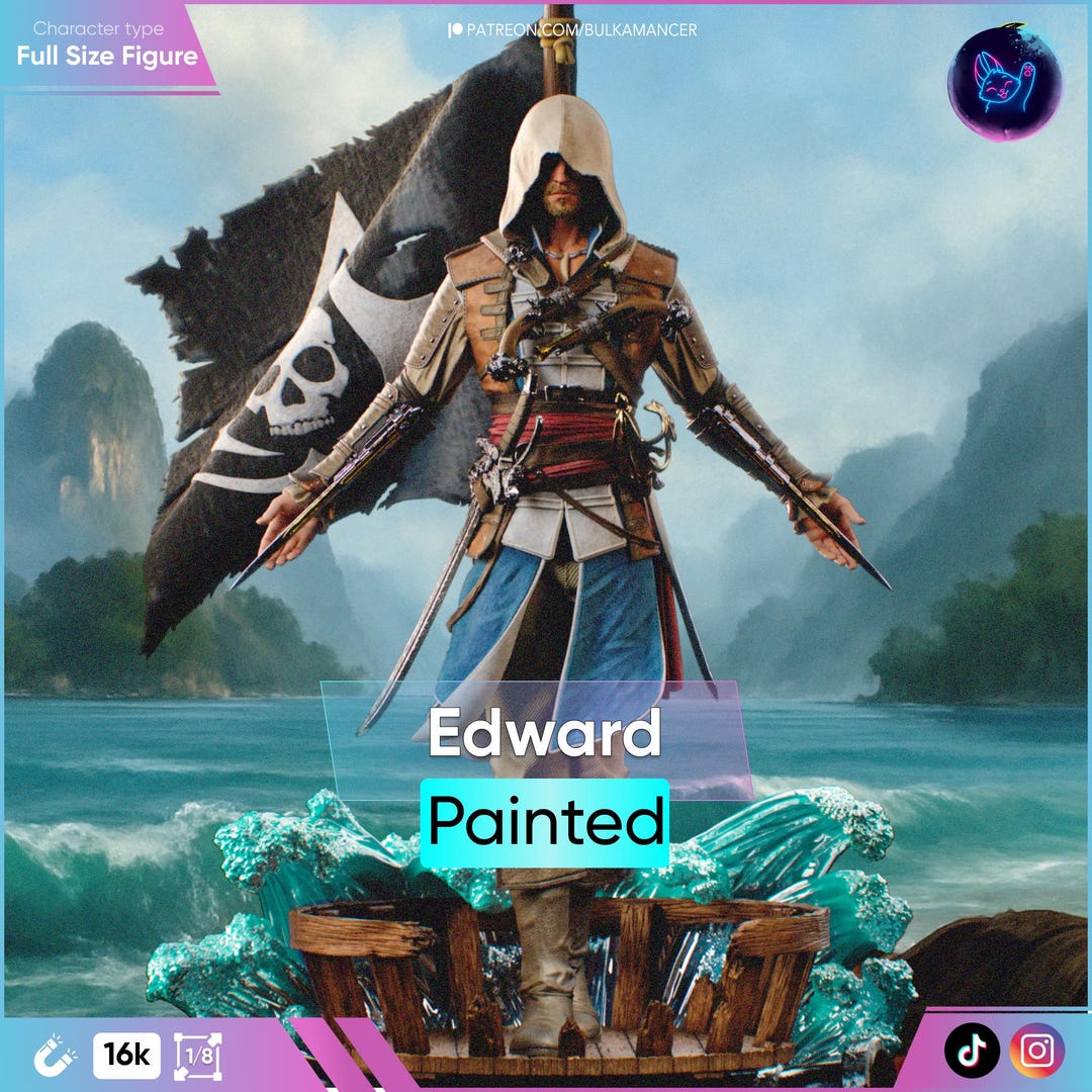 Edward Kenway [hand-painted Figure With Magnets], 316mm | 16K Resin 3D ...