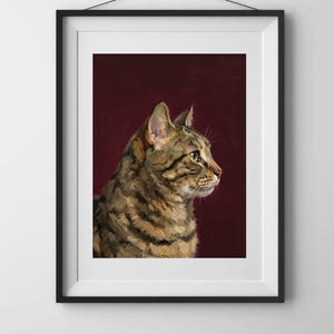 Personalized Tabby Cat Portrait: Mini Oil Painting Wall Art Print - Etsy