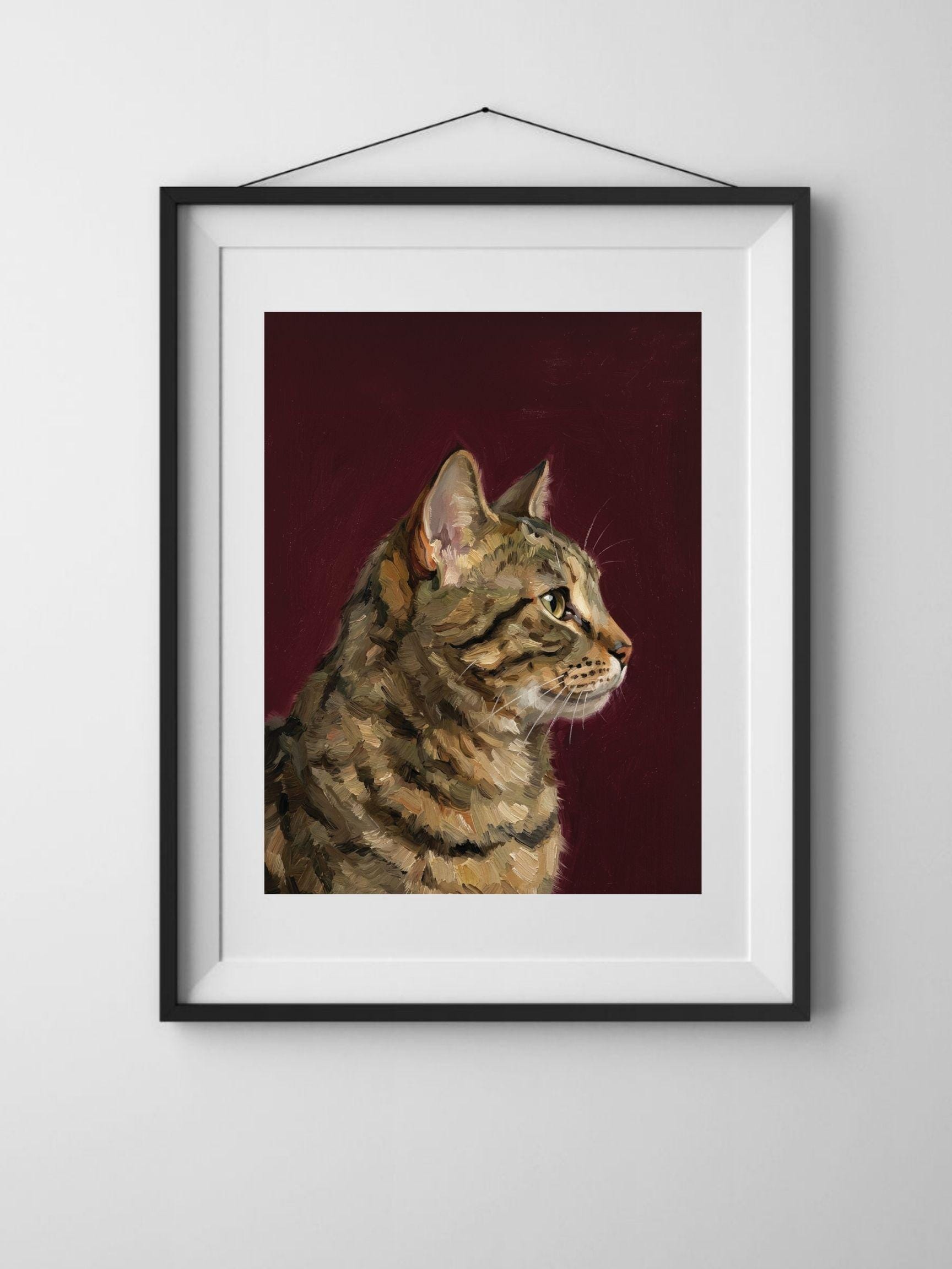 Personalized Tabby Cat Portrait: Mini Oil Painting Wall Art Print - Etsy