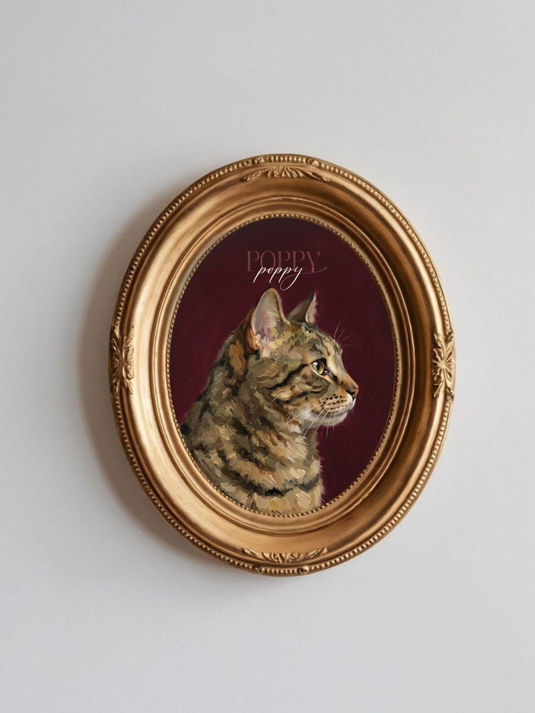 Personalized Tabby Cat Portrait: Mini Oil Painting Wall Art Print - Etsy