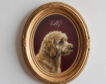 Personalized Doodle Portrait: Giclée Goldendoodle Painting Wall Art Print
