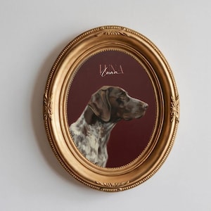 Personalized German Short-Haired Pointer Portrait: Giclée Mini Oil Painting Wall Art Print
