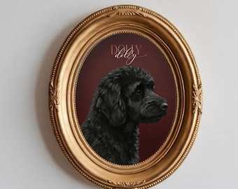 Personalized Black Doodle Portrait: Giclée Goldendoodle Painting Wall Art Print