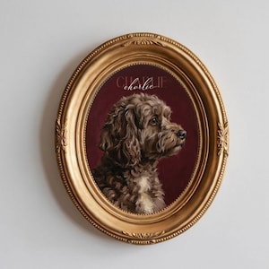 Personalized Cavapoo Portrait: Mini Brown Dog Oil Painting Wall Decor Art Print