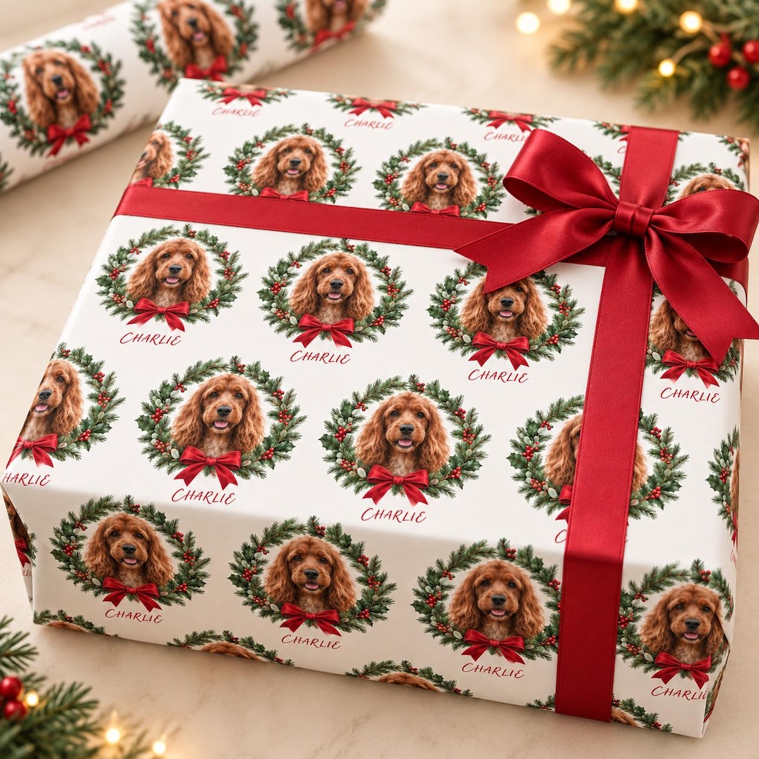 Custom Pet Christmas Wrapping Paper From Photo, Personalized Dog or Cat ...