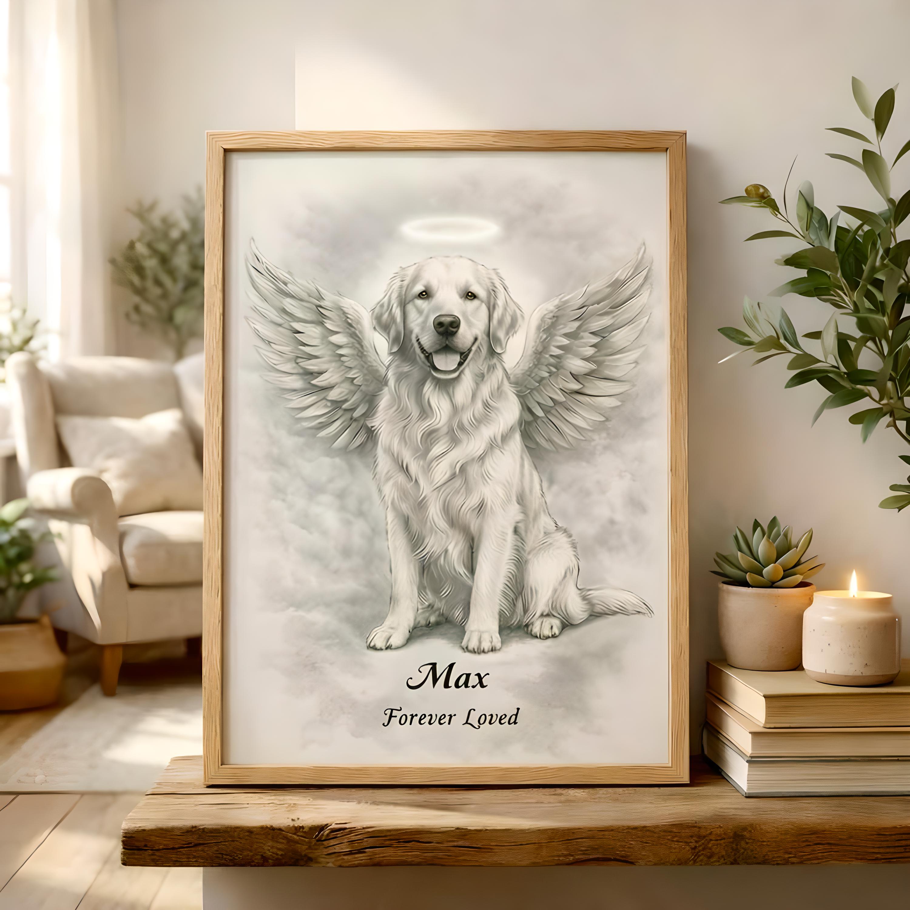 Custom Pet Memorial Portrait – Angel Wings, Dog & Cat Loss Art (digital ...