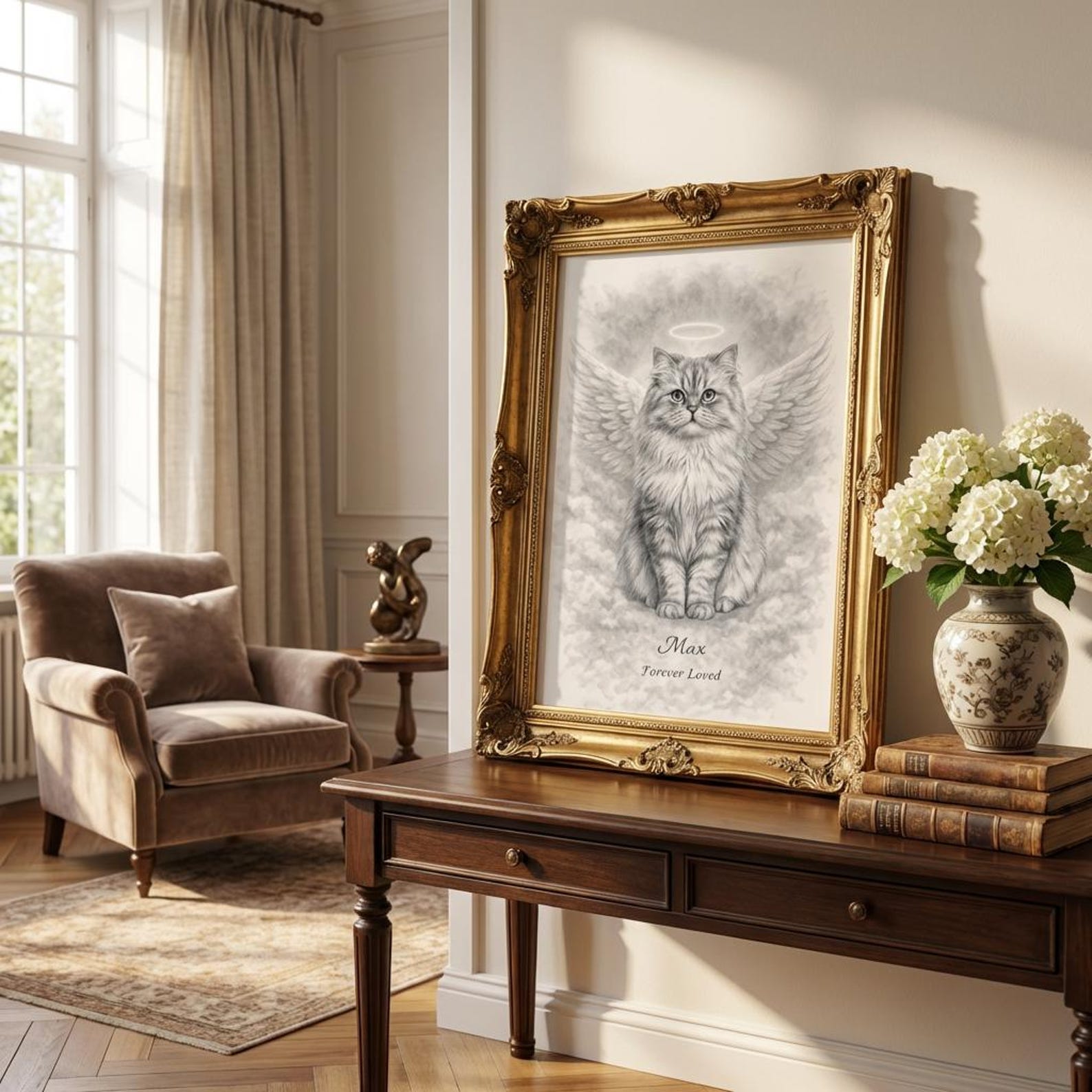 Custom Pet Memorial Portrait – Angel Wings, Dog & Cat Loss Art (digital ...