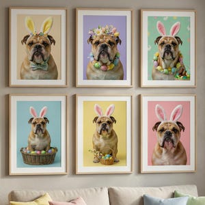 Aangepast digitaal huisdierportret Pasen - Gepersonaliseerde huisdierkunst