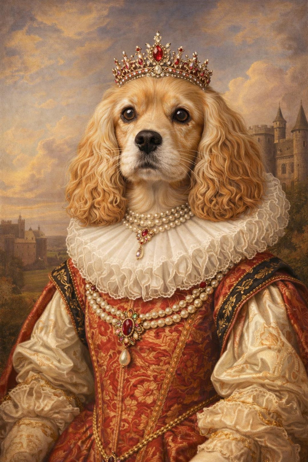 Custom Renaissance Pet Portrait Painting, Royal Dog King Regal Style ...