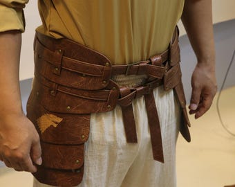 Vintage 1980s Boho Tan Wide Leather Belt M L XL, Retro  display picture 1
