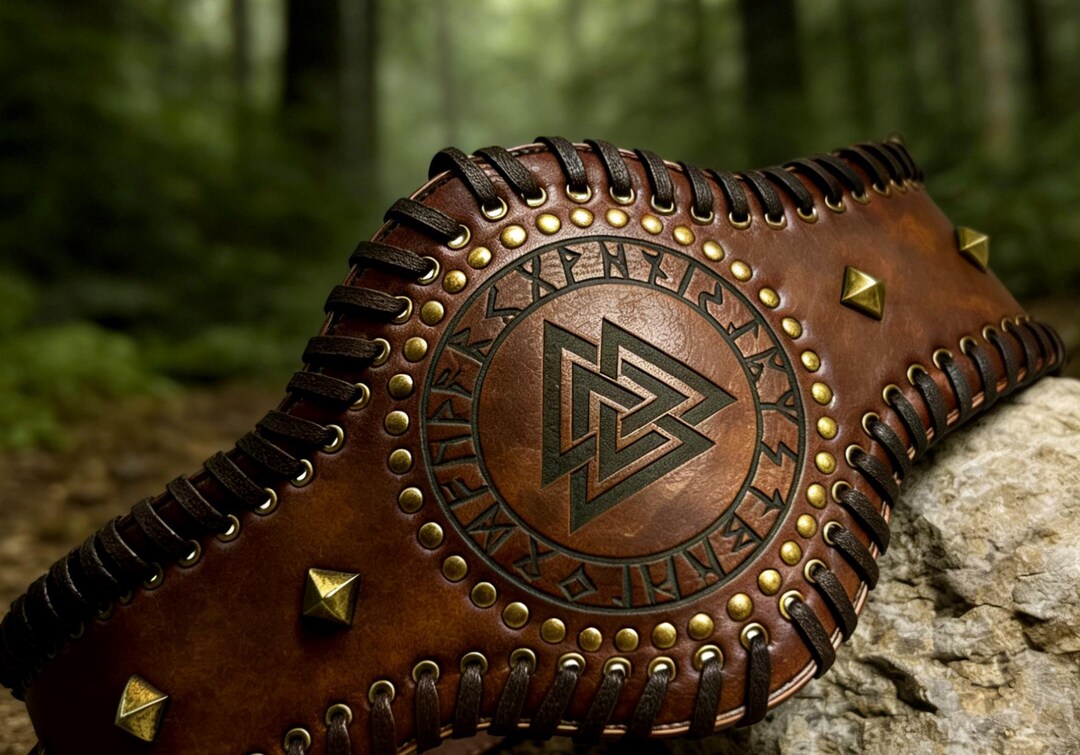 Viking Valknut Leather Belt, Handcrafted Norse Rune Wide Belt ...