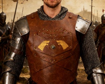 Coraza de cuero con cabeza de lobo medieval: Cosplay de guerrero vikingo