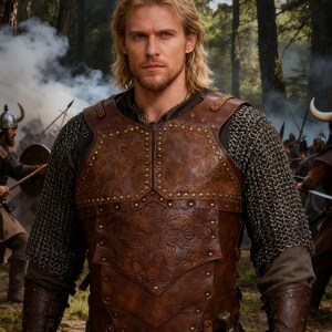 Embossed Leather Breastplate: Black Knight Viking Cosplay Costume