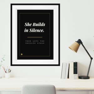 Lámina decorativa para pared con temática de mujeres en la tecnología / Decoración para el hogar y la oficina de una ingeniera / Construye en silencio / Descarga digital instantánea / Regalo para chicas STEM