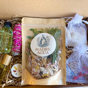 Spiritual Cleansing Bath Kit: Self Love Ritual with Herbs, Agua Florida & Candle