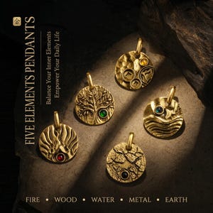 Feng Shui balanshänge, fem elementshalsband, taoistiska andliga smycken, inre fridsamulett, Wu Xing energihelande gåva