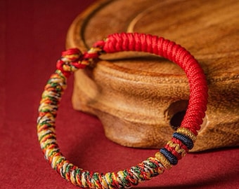 Tibetan Buddhist Handmade Lucky Knot Bracelet | Traditional Cord Bracelet for Spiritual Protection, Healing, Peace & Mindfulness Gift