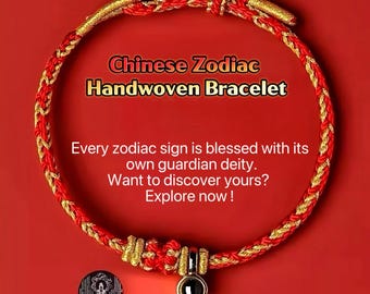 Handvävt kinesiskt zodiakarmband | Väktaramulett med födelseår
