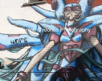 Hope For All Super Hero Graffiti Mural Fine Art Photo Print: Multiple Sizes Available