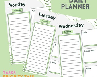 Daily Planner PDF | Printable Daily Organizer | To-Do List & Habit Tracker | Digital Download