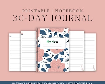Floral Digital Notebook | Printable 30-Day Journal (PDF Download)
