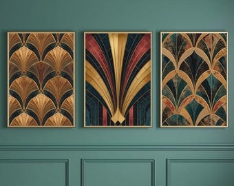 Art Deco Print Set Of 3 | Vintage Wall Decor | Digital Download