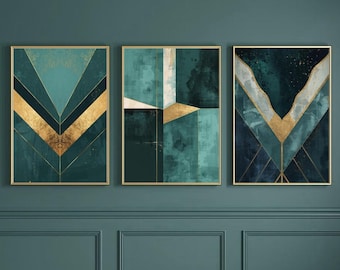 Art Deco Print Set Of 3 | Vintage Wall Decor | Digital Download