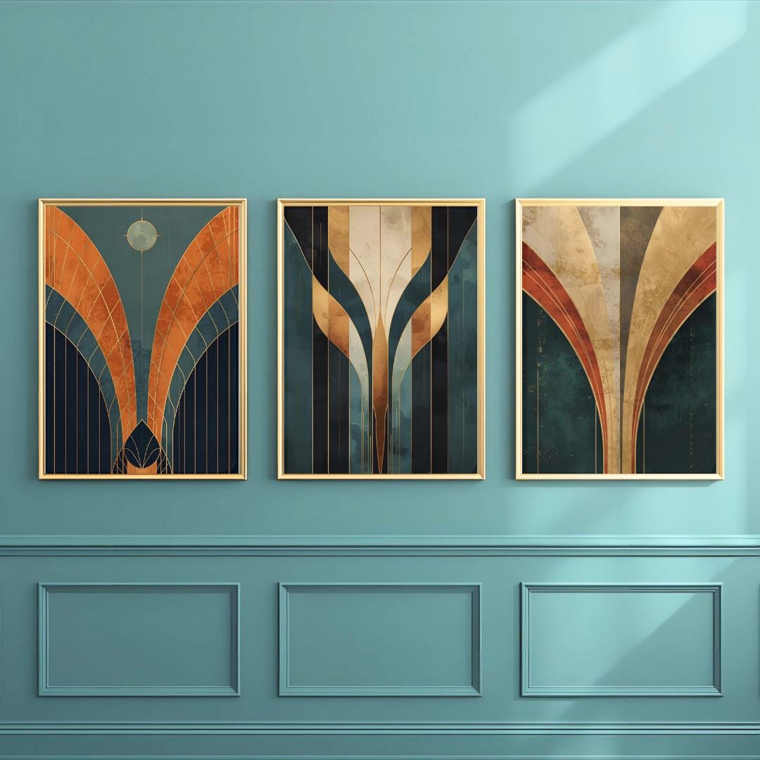 Art Deco Print Set of 3 | Vintage Wall Decor | Digital Download - Etsy