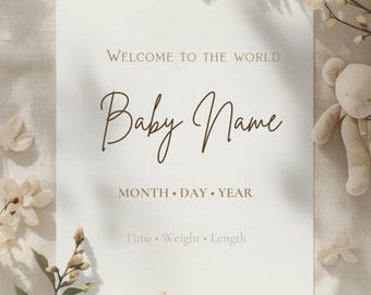 Editable Birth Announcement Template | Neutral Baby Announcement | Canva Birth Announcement Printable | Minimal Baby Reveal