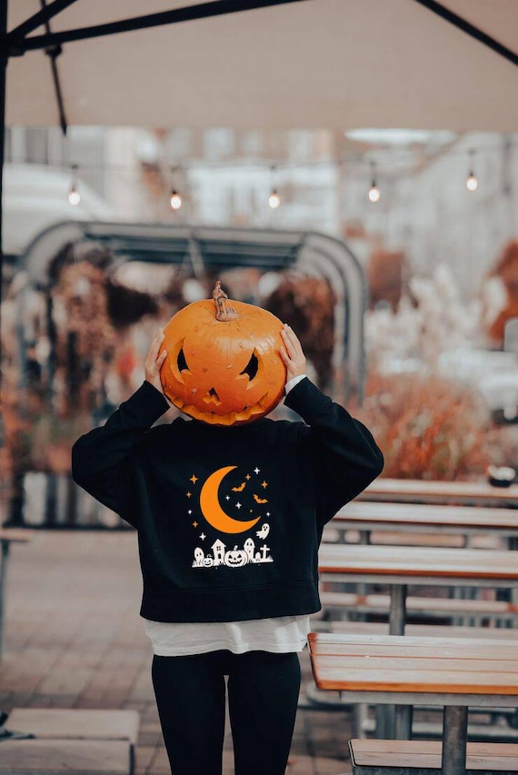 Halloween Moon PNG: Spooky Ghosts, Bats, Pumpkins (Digital Download)
