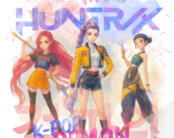 K-Pop Demon Hunters Huntrix PNG JPG immagine unica disegnata a mano pacchetto acquerello File digitale download istantaneo alta definizione